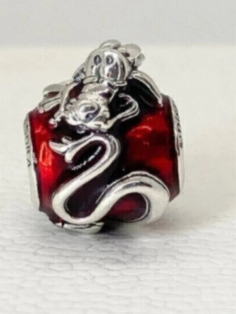 Pandora Red Enamel Dragon Charm Bead